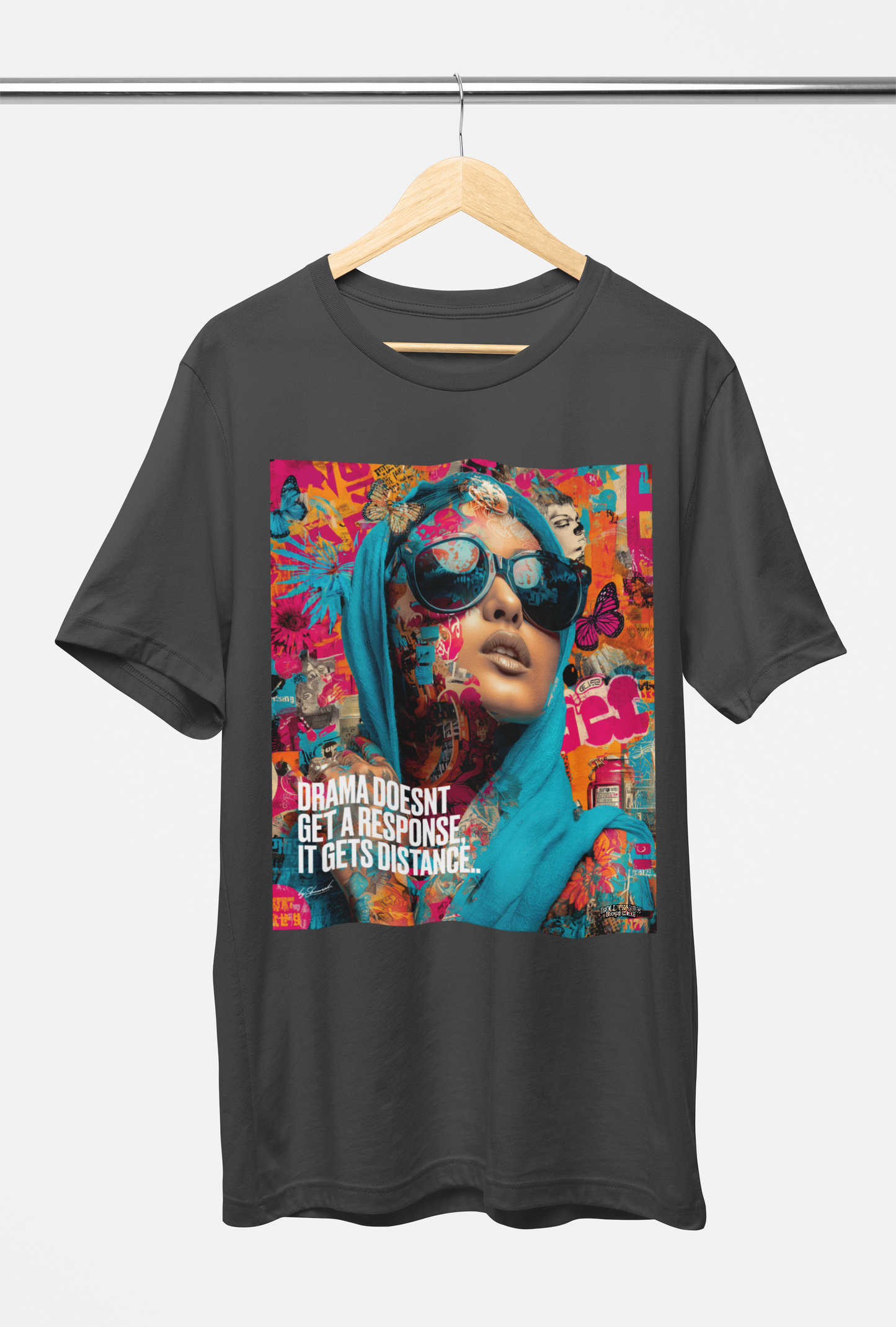 NO DRAMA - T-SHIRT : Beige White Or Grey